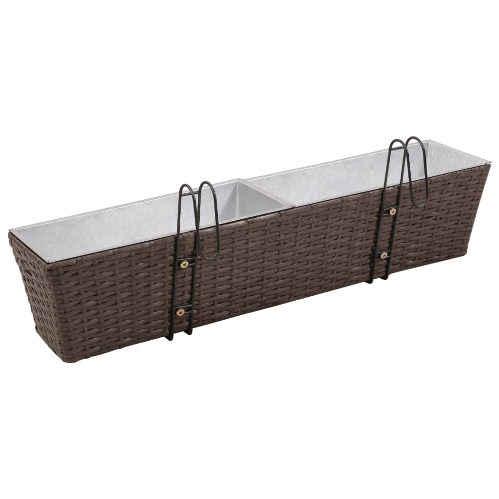 Erkélyi Trapéz Rattan Cserép Szett 80 cm 2db. Barna