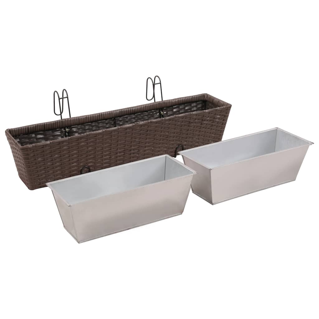 Erkélyi Trapéz Rattan Cserép Szett 80 cm 2db. Barna