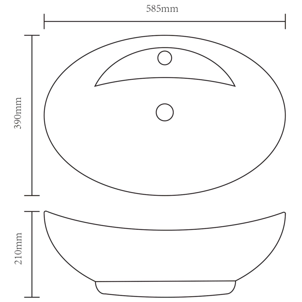 140678 Luxury Ceramic Basin Oval with Overflow and Faucet Hole
