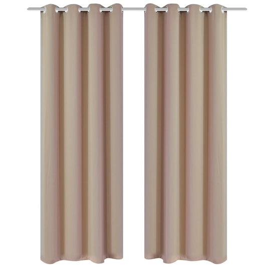 2 db krémszínű sötétítőfüggöny fémkarikákkal 135 x 245 cm