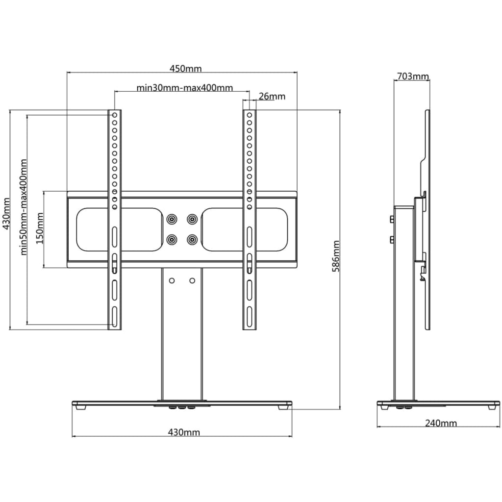talpas TV-állvány 26"-42" képernyőhöz max VESA 400x400 mm 30 kg