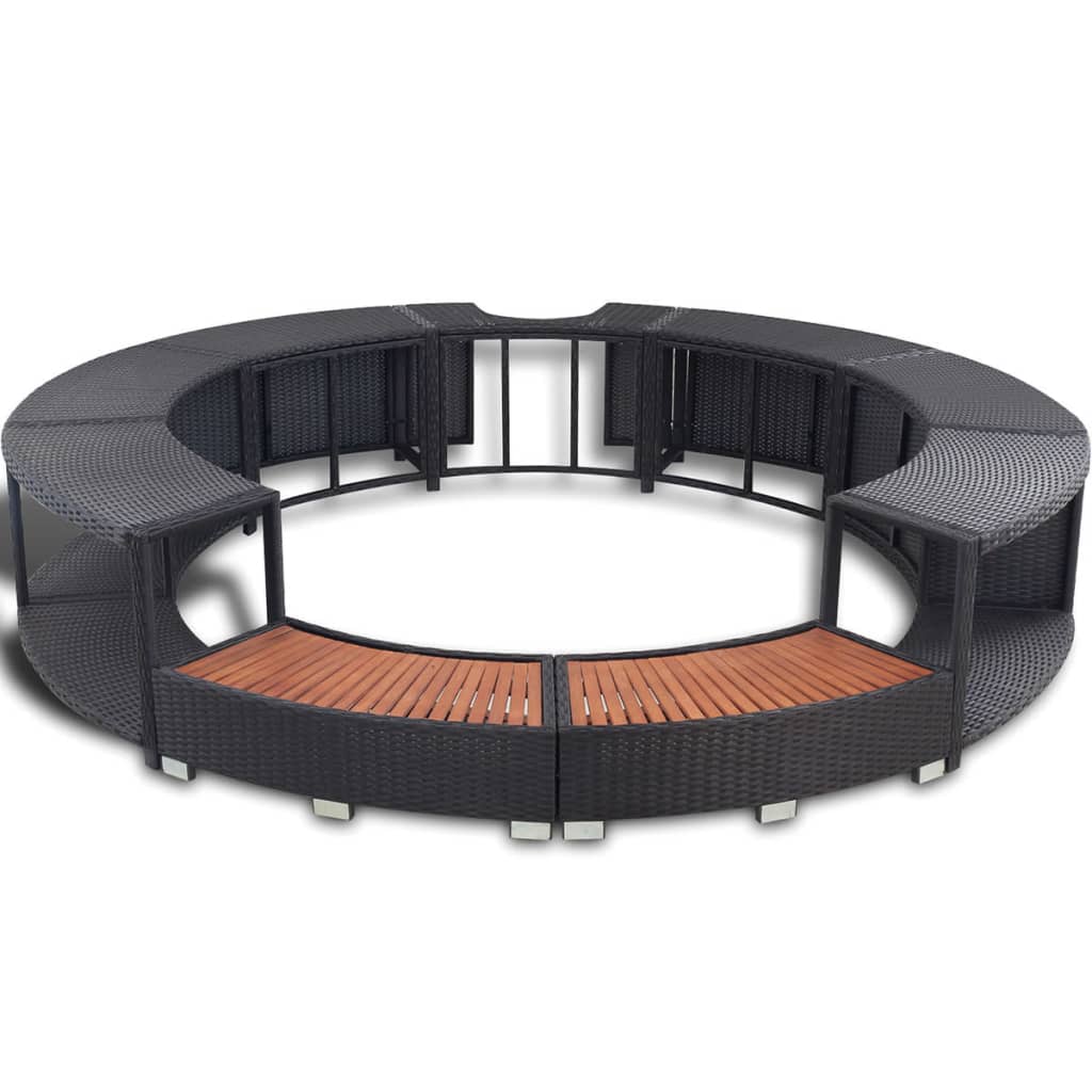 fekete polyrattan jakuzzi-keret