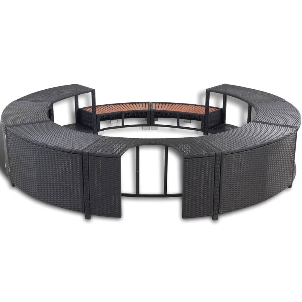 fekete polyrattan jakuzzi-keret