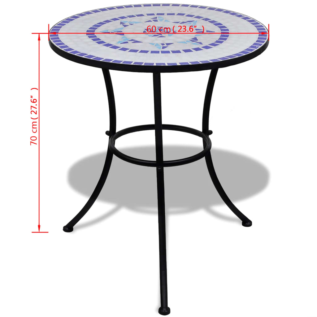 kék és fehér mozaik bisztró asztal 60 cm