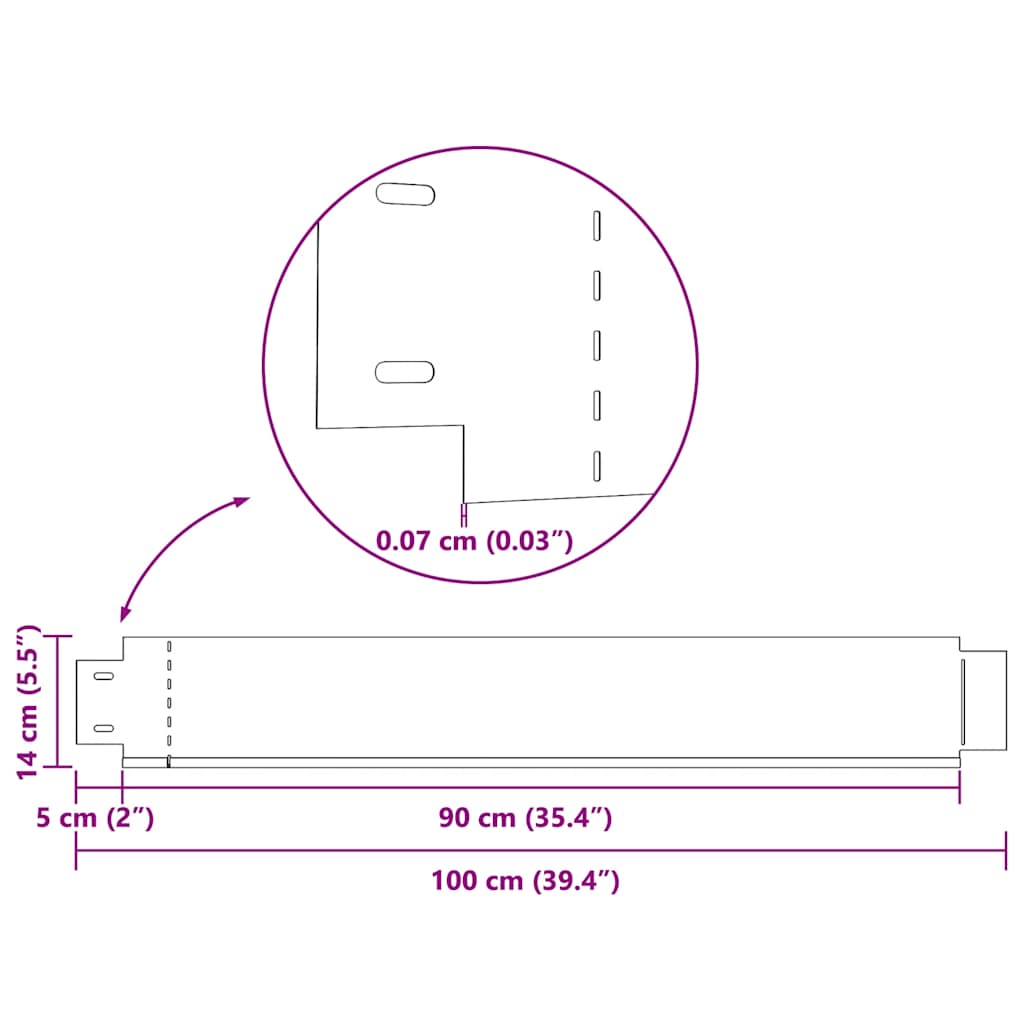 10 db hajlékony horganyzott acél gyep kerítés szett 100 x 14 cm