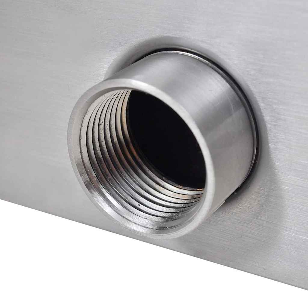 Négyszögletes rozsdamentes acél medence szökőkút LED fényekkel 30 cm