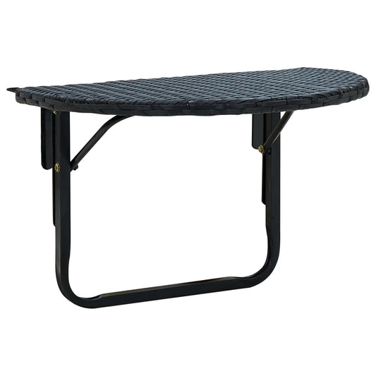 fekete polyrattan erkély asztal 60 x 60 x 32 cm