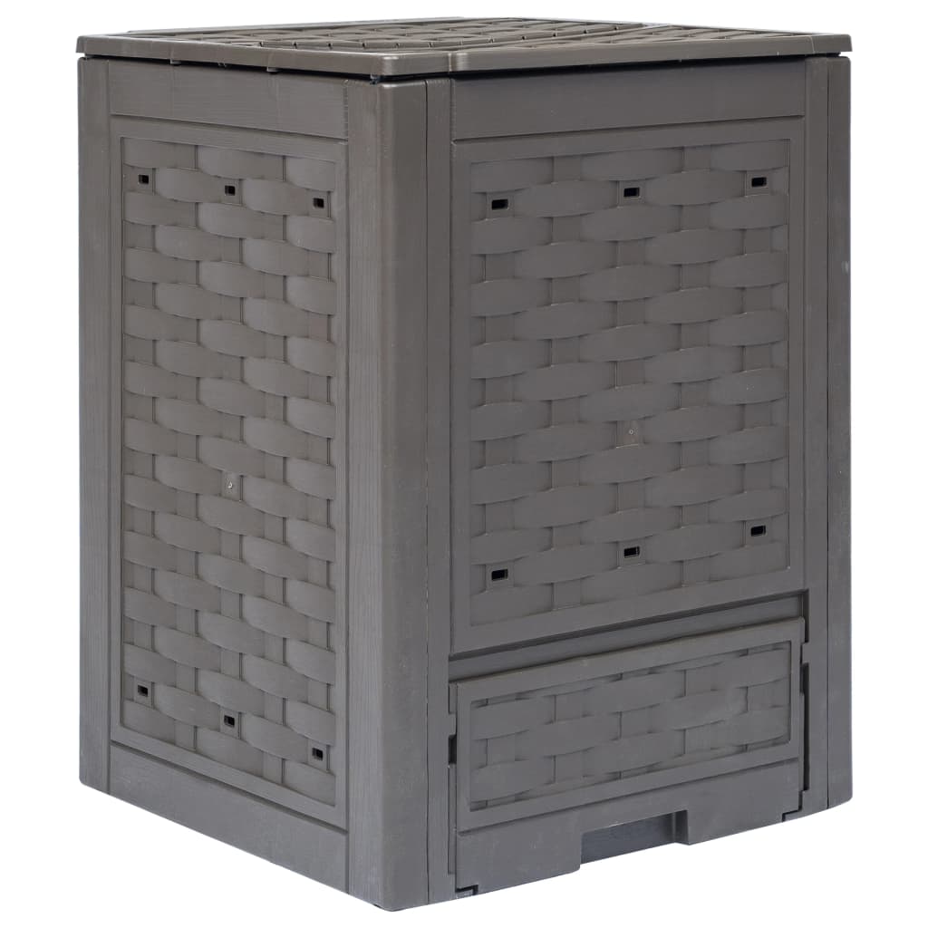 barna műanyag rattan kerti komposztáló 60 x 60 x 83 cm 300 L