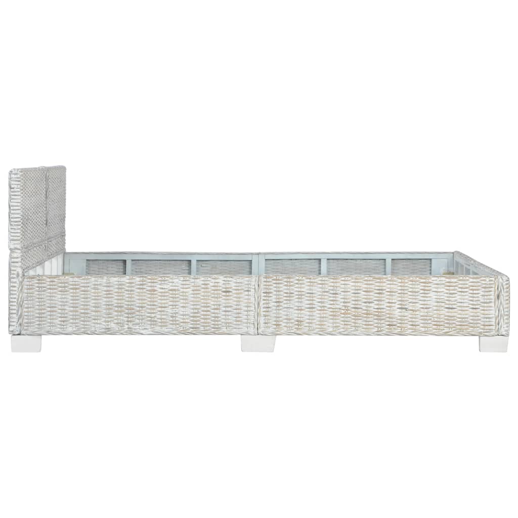 szürke természetes rattan ágykeret 140 x 200 cm