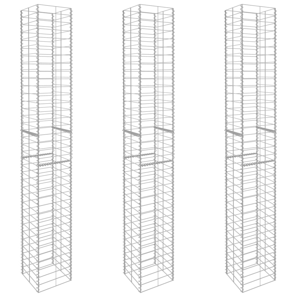 3 darab horganyzott acél gabion kosár 25 x 25 x 197 cm
