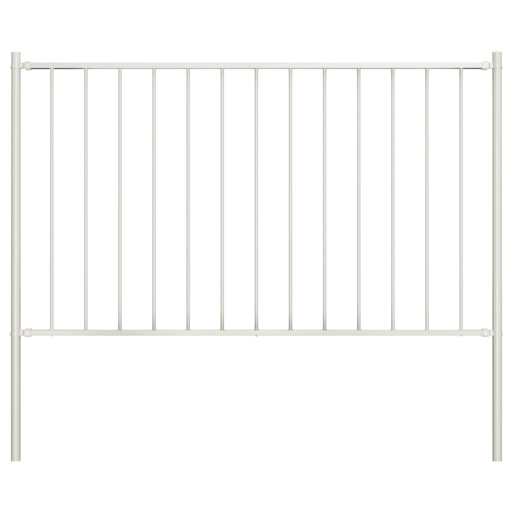 fehér porszórt acél kerítéspanel oszlopokkal 1,81 x 1,25 m
