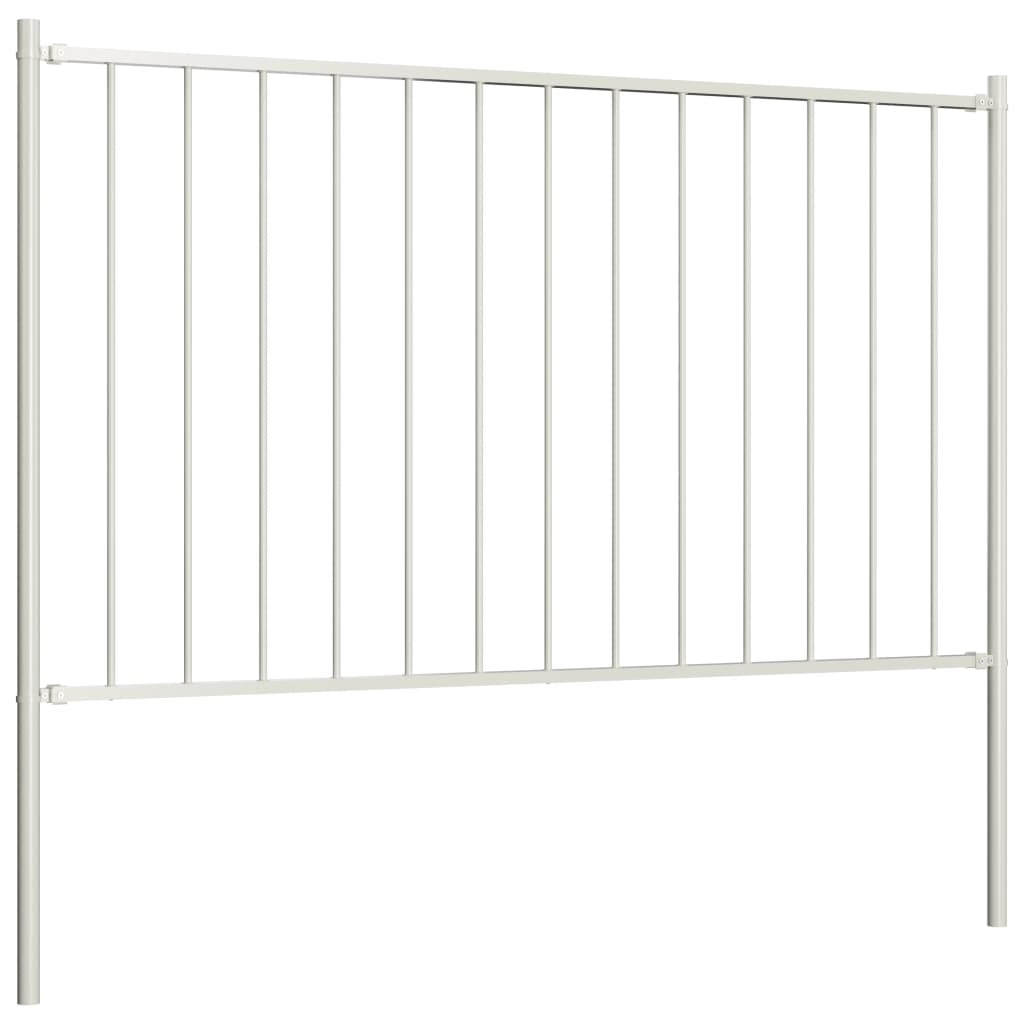 fehér porszórt acél kerítéspanel oszlopokkal 1,81 x 1,25 m