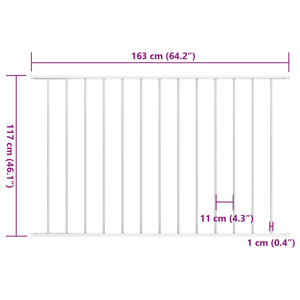 fehér porszórt acél kerítéspanel 1,7 x 1,25 m