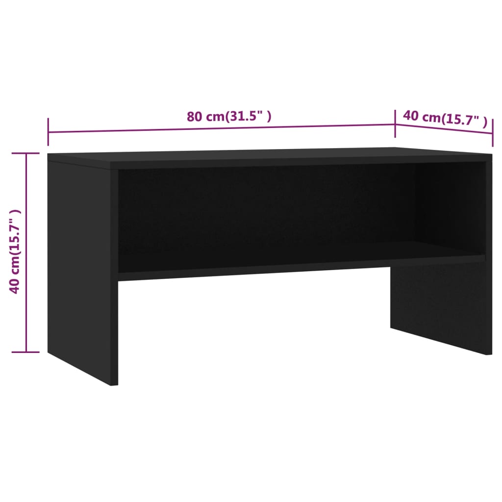 fekete szerelt fa TV-szekrény 80 x 40 x 40 cm
