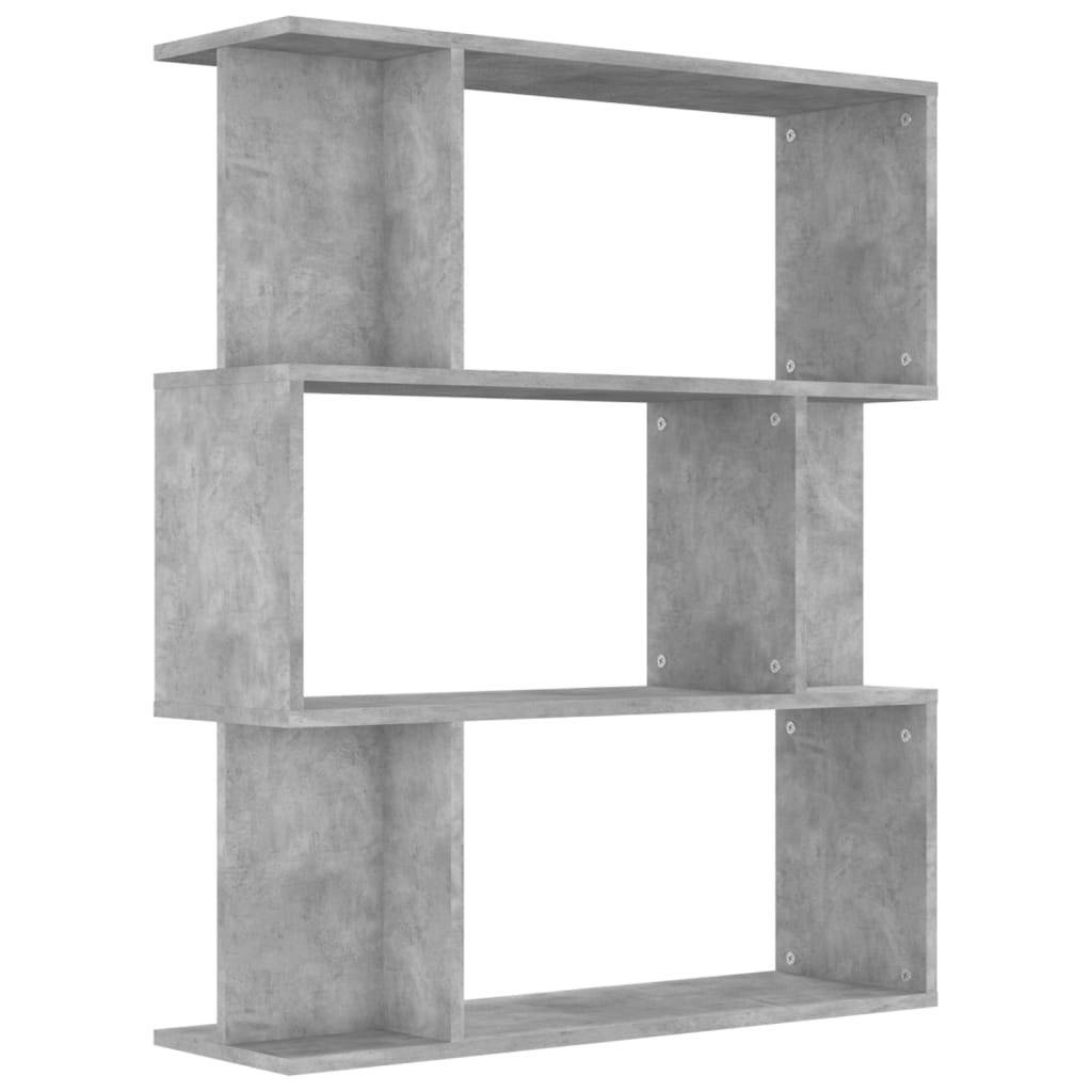 betonszürke szerelt fa könyvszekrény/térelválasztó 80x24x96 cm