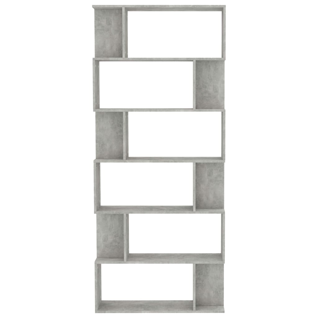 betonszürke szerelt fa könyvszekrény/térelválasztó 80x24x192 cm