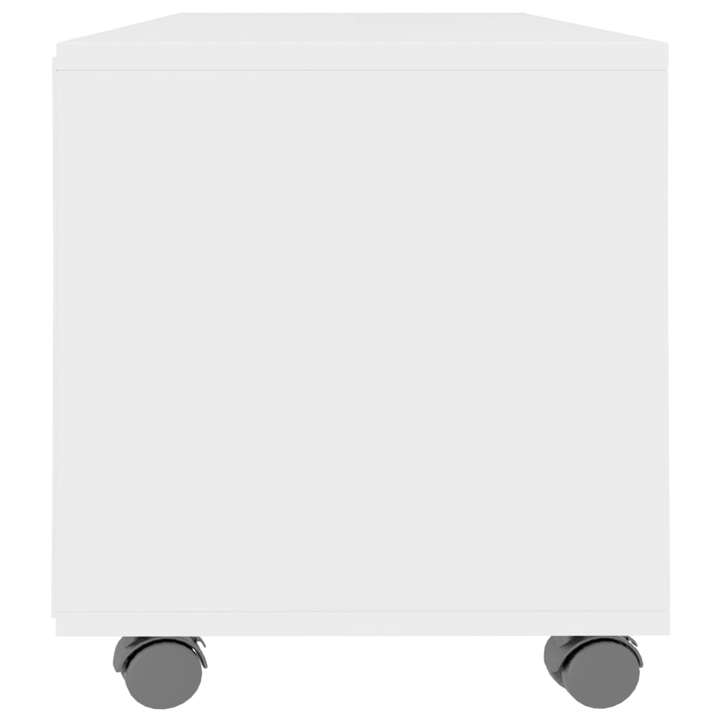 fehér szerelt fa TV-szekrény görgőkkel 90 x 35 x 35 cm