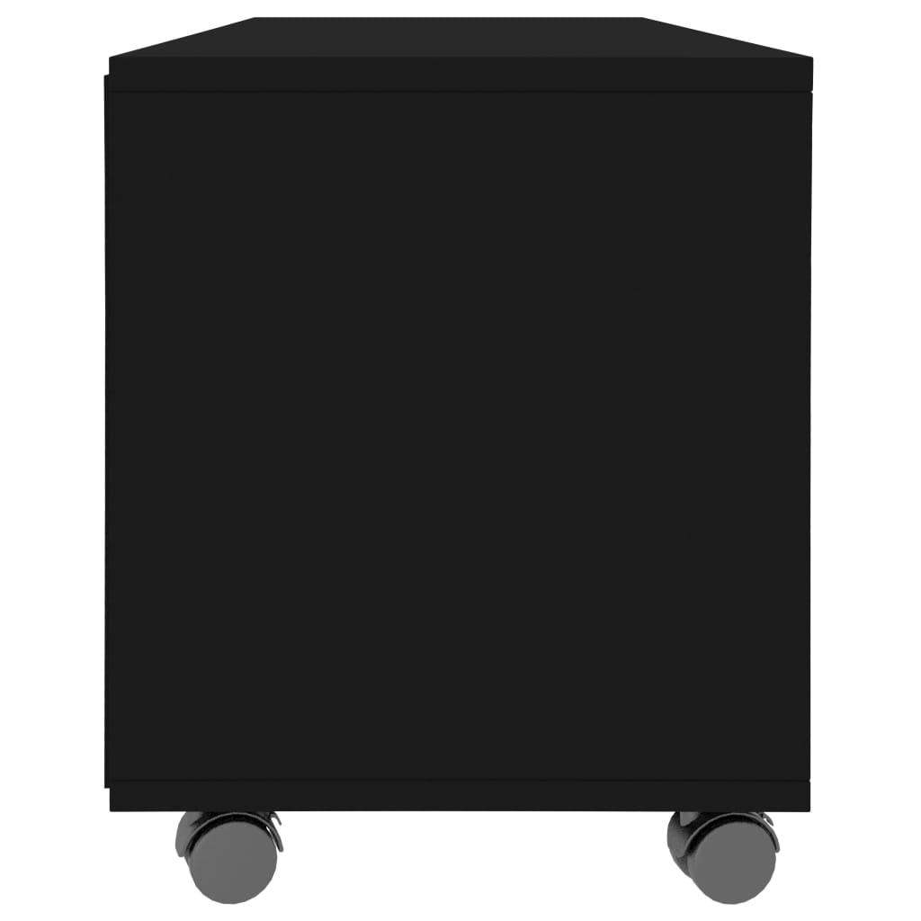 fekete szerelt fa TV-szekrény görgőkkel 90 x 35 x 35 cm