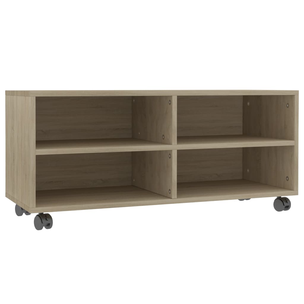 sonoma színű szerelt fa TV-szekrény görgőkkel 90 x 35 x 35 cm