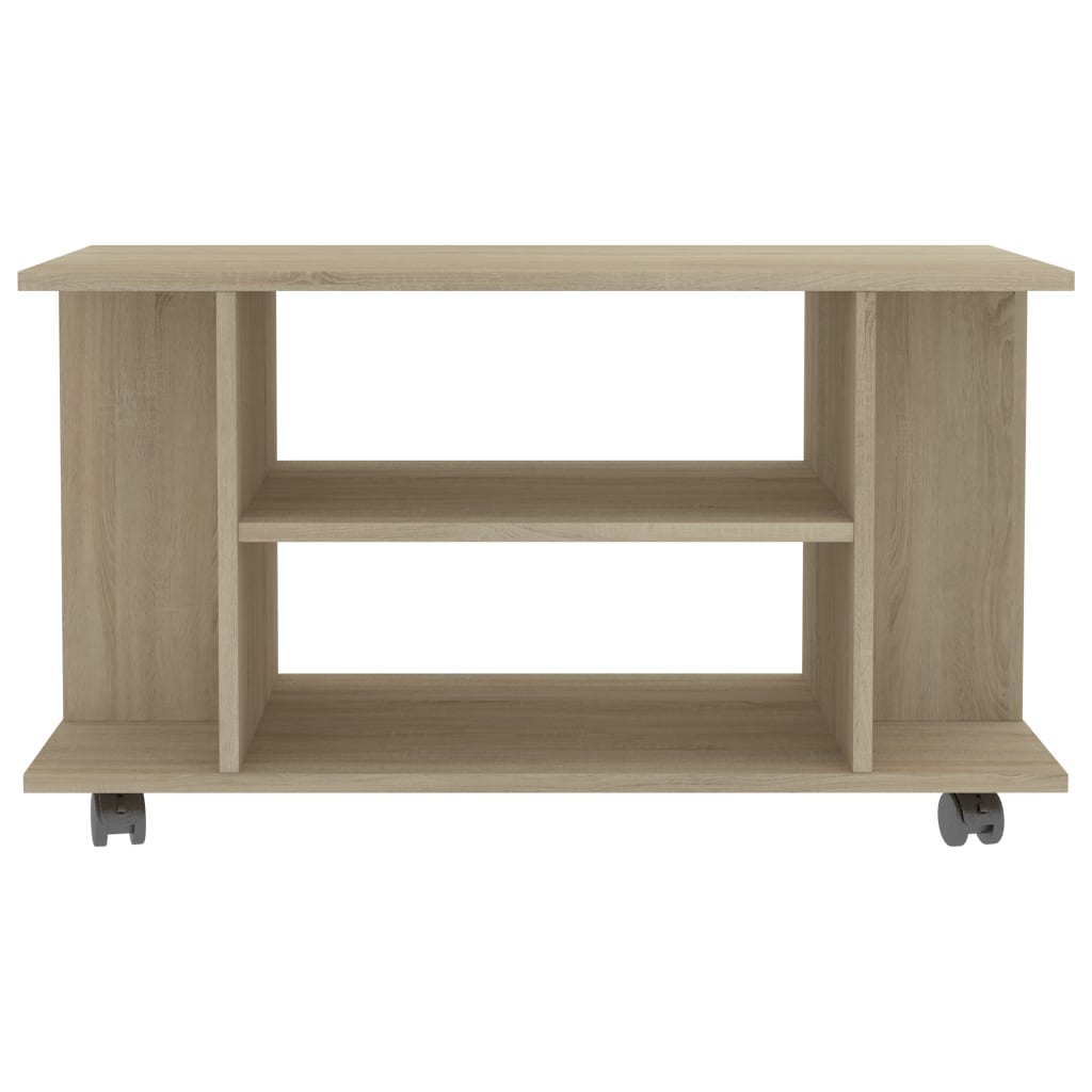 sonoma tölgy színű szerelt fa TV-szekrény görgőkkel 80x40x45 cm