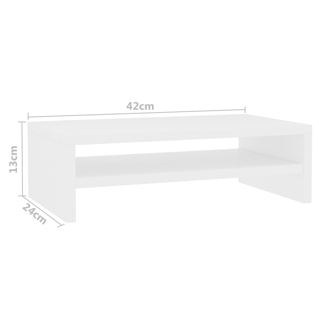 fehér szerelt fa monitorállvány 42 x 24 x 13 cm