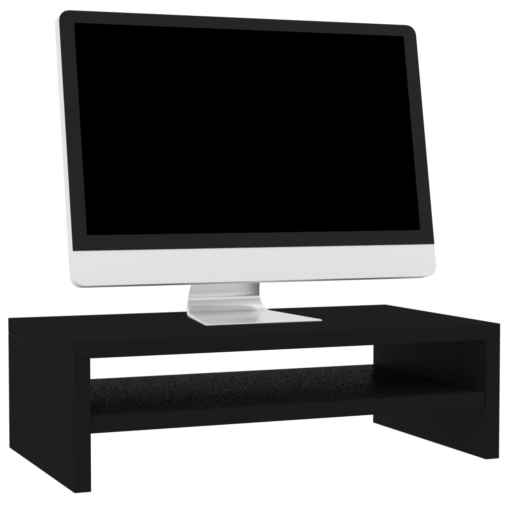 fekete szerelt fa monitorállvány 42 x 24 x 13 cm