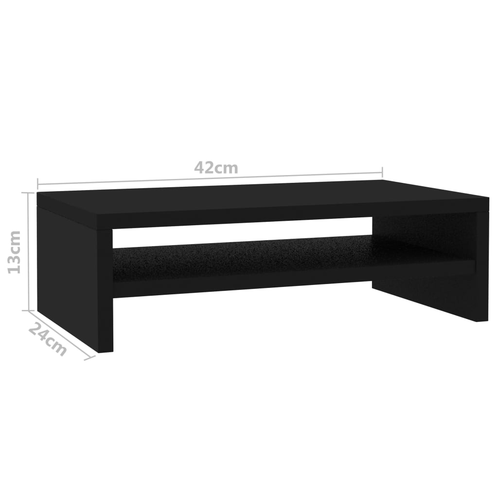 fekete szerelt fa monitorállvány 42 x 24 x 13 cm