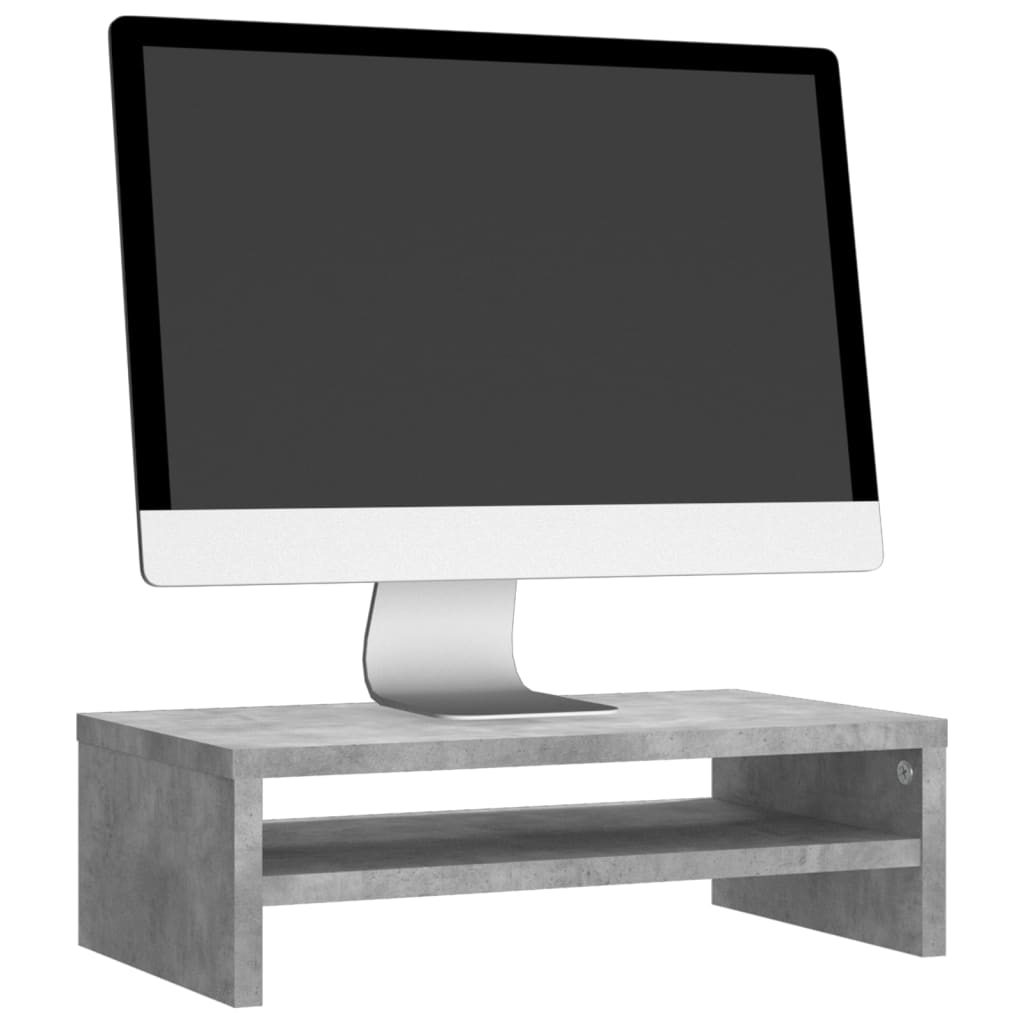 betonszürke szerelt fa monitorállvány 42 x 24 x 13 cm