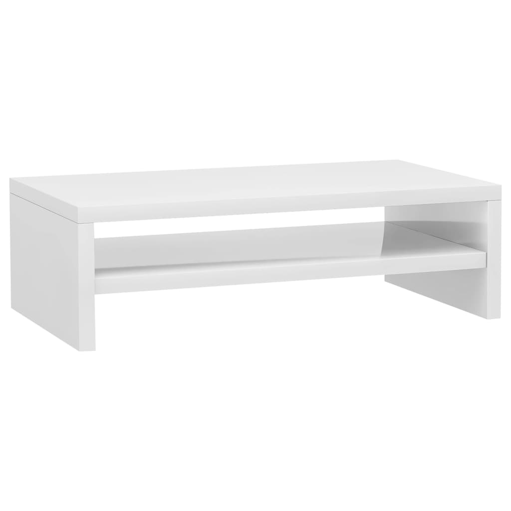magasfényű fehér szerelt fa monitorállvány 42 x 24 x 13 cm