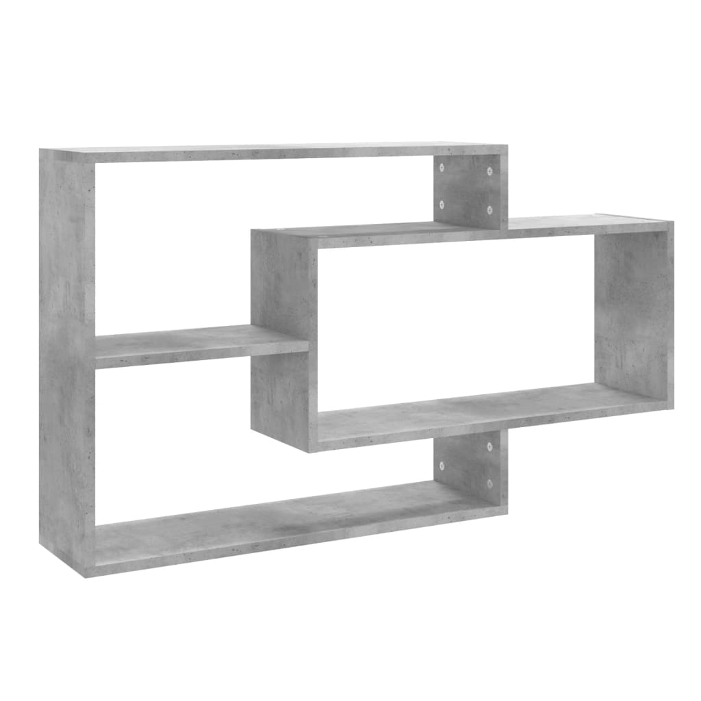 betonszürke szerelt fa fali polc 104 x 20 x 58,5 cm