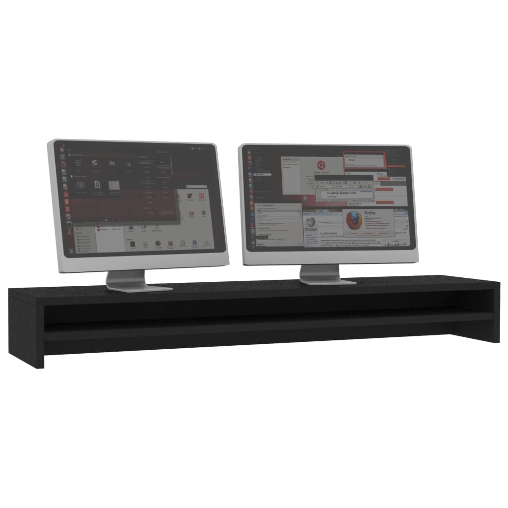 fekete szerelt fa monitorállvány 100 x 24 x 13 cm
