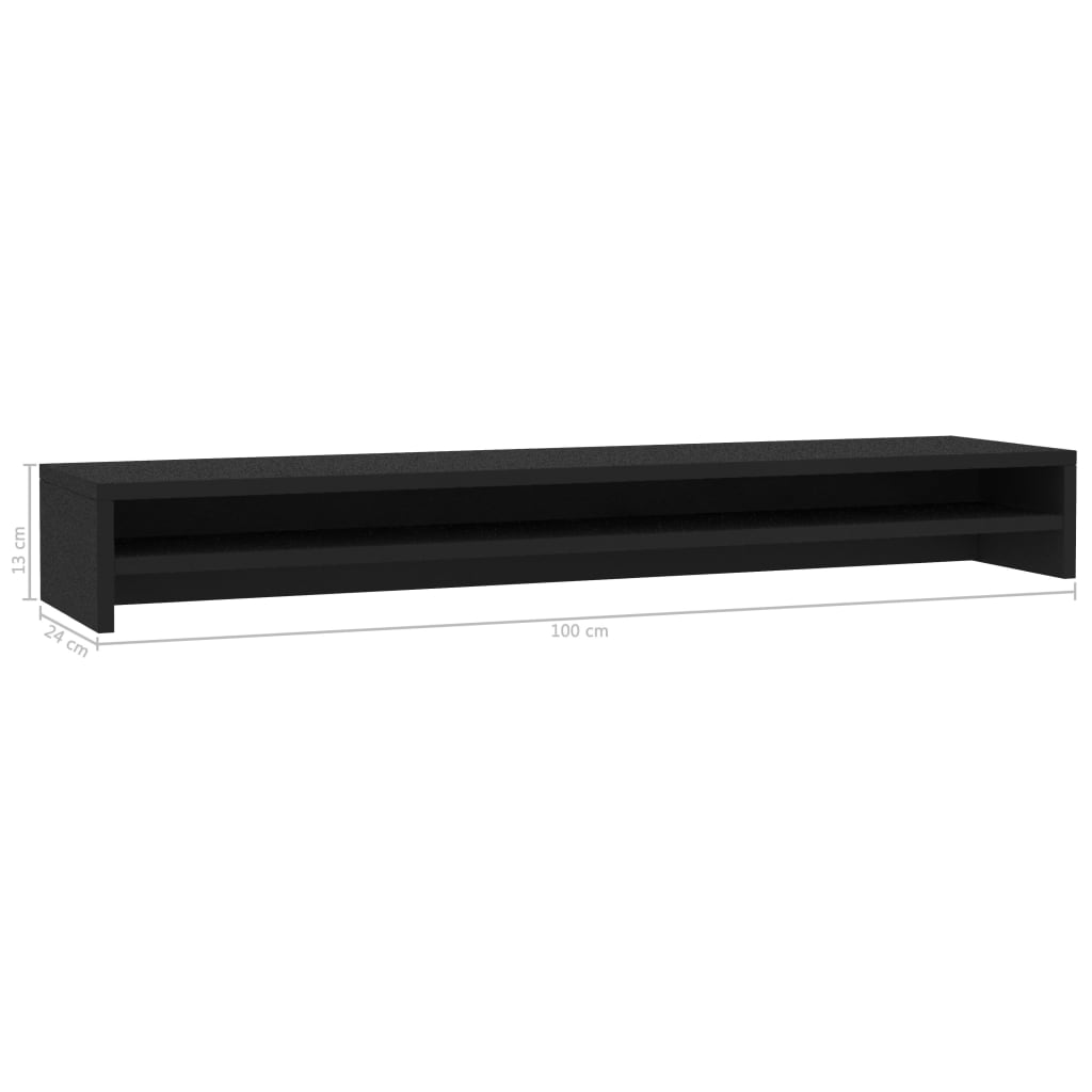 fekete szerelt fa monitorállvány 100 x 24 x 13 cm