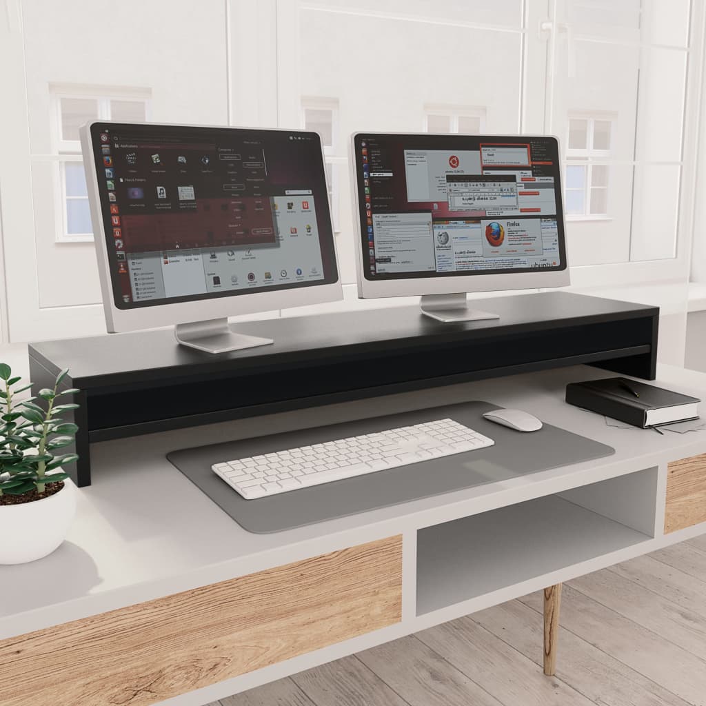 fekete szerelt fa monitorállvány 100 x 24 x 13 cm