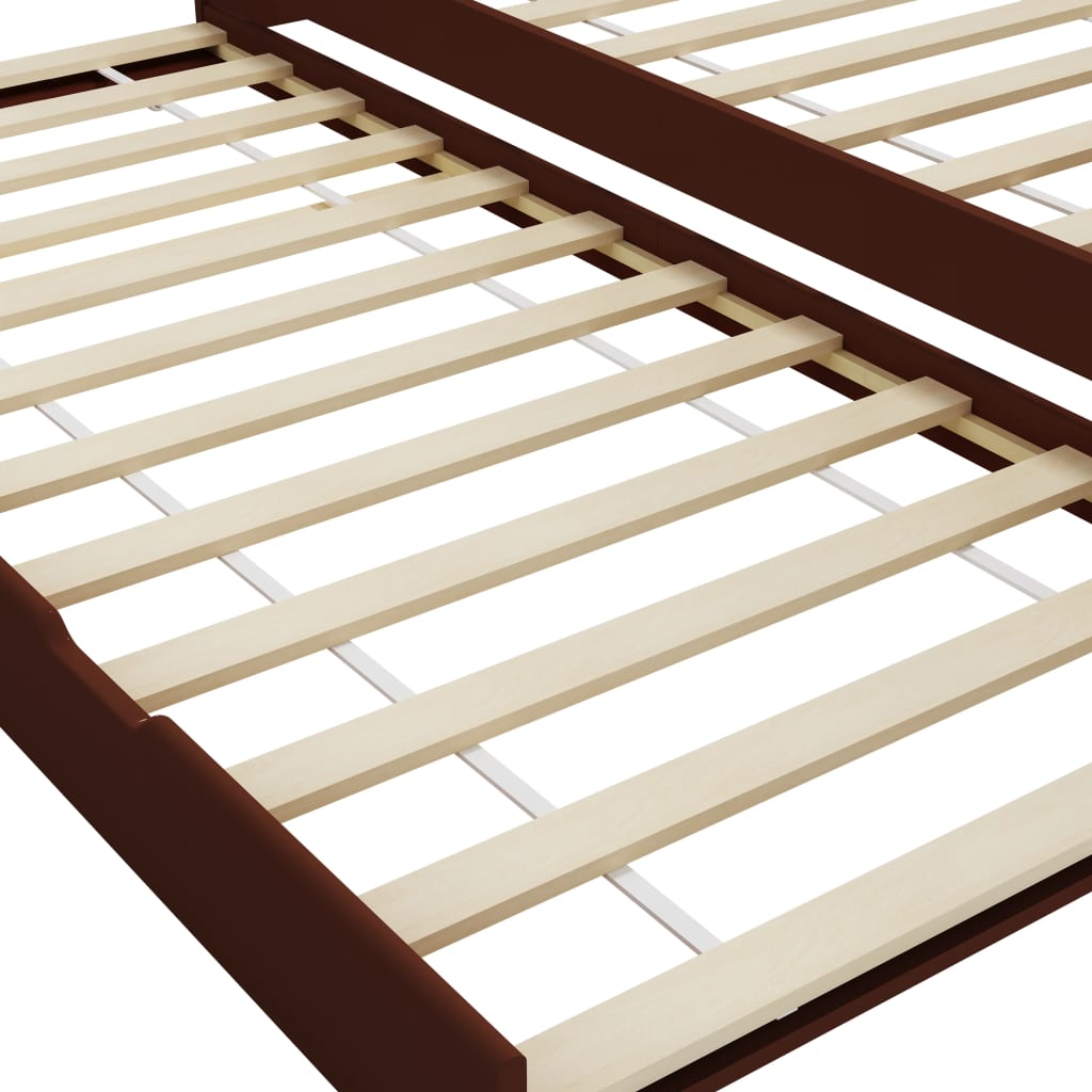 sötétbarna fenyőfa kihúzható kanapéágy keret 90 x 200 cm
