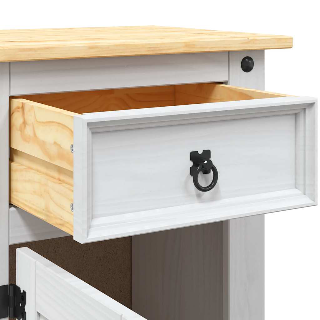 fehér Corona-stílusú mexikói fenyőfa éjjeliszekrény 53x39x67 cm