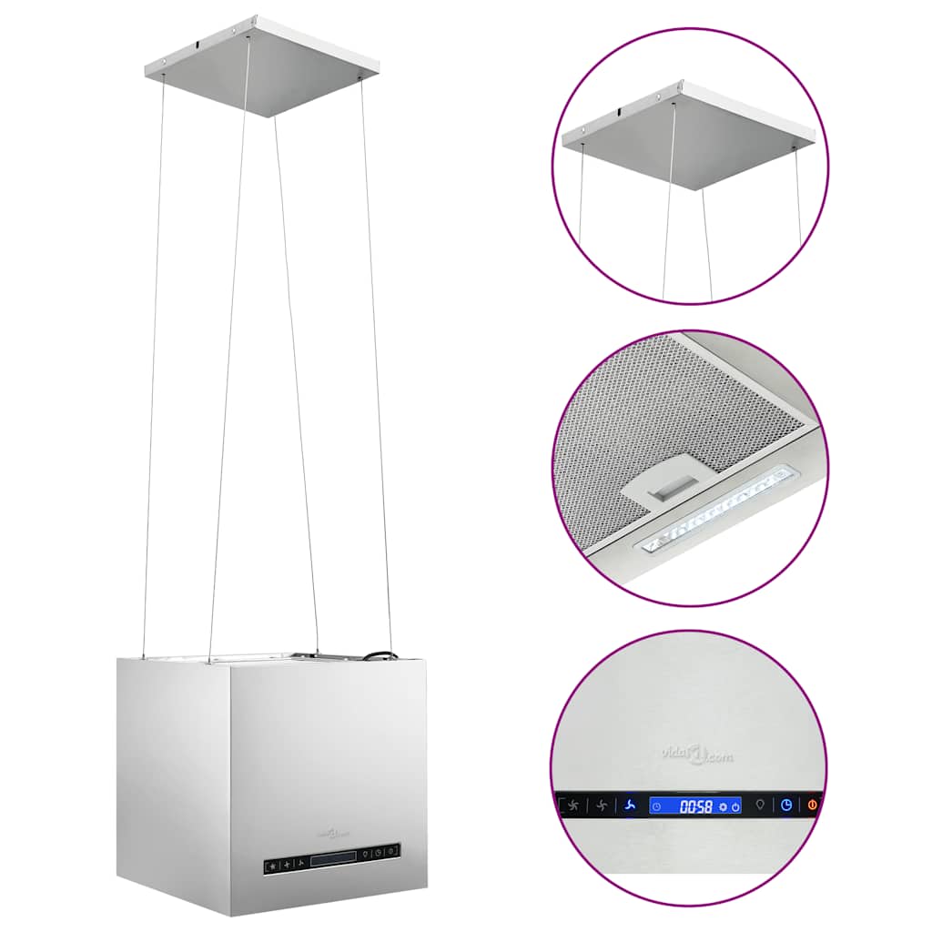 rozsdamentes acél LCD érintőképernyős sziget páraelszívó 37 cm