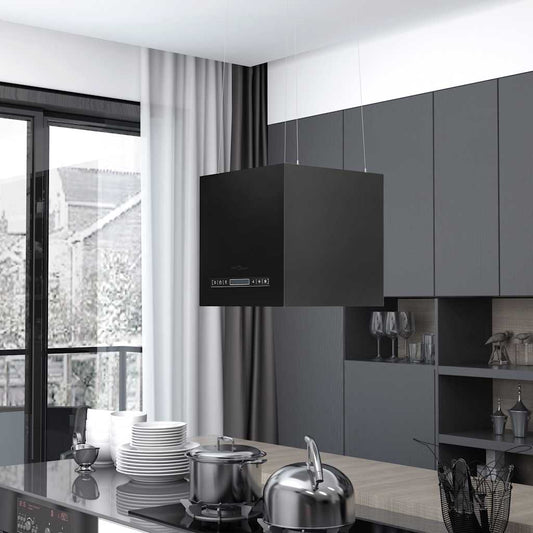 porszórt acél LCD érintőképernyős sziget páraelszívó 37 cm