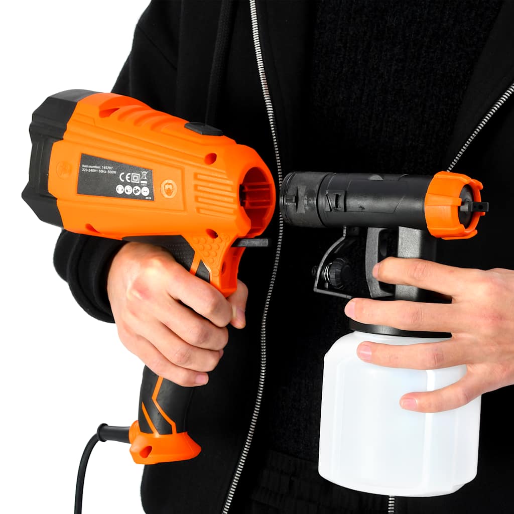 elektromos festékszóró pisztoly 3 szórófejjel 500 W 800 ml