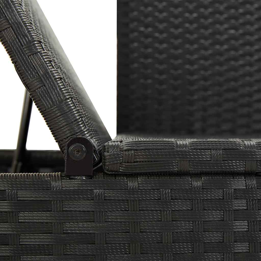 fekete polyrattan napozóágy párnákkal