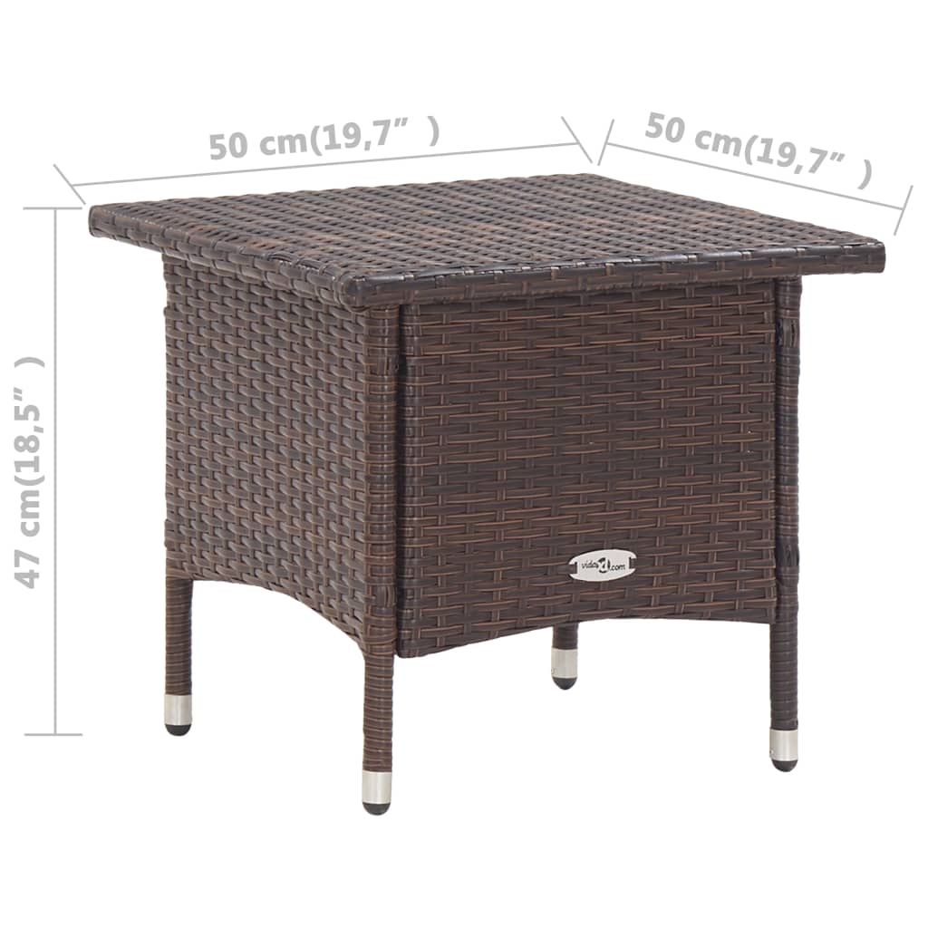 barna polyrattan teázóasztal 50 x 50 x 47 cm