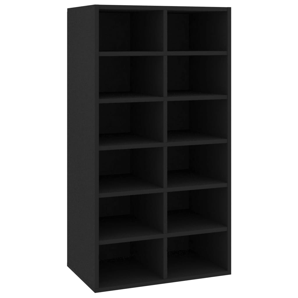 fekete szerelt fa cipőtartó 54 x 34 x 100,5 cm