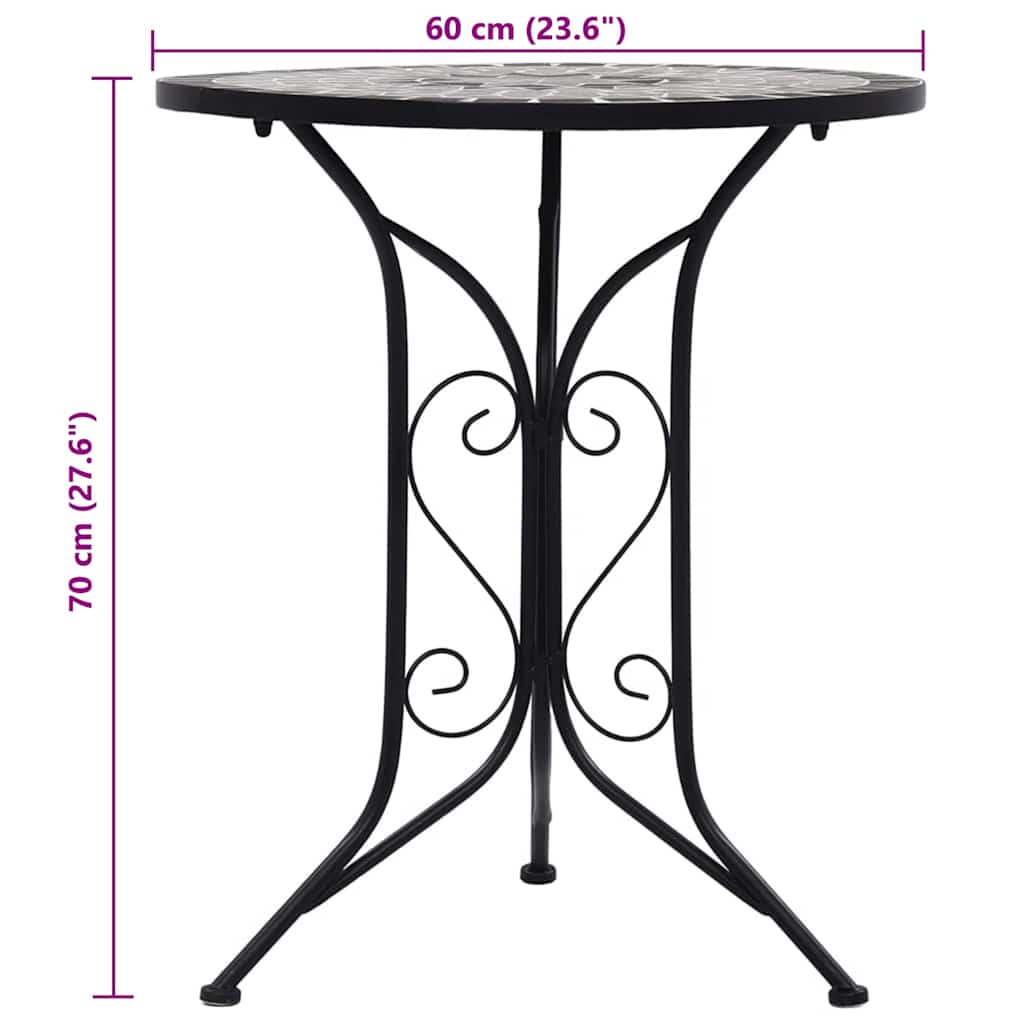 szürke kerámia mozaikos bisztróasztal 60 cm