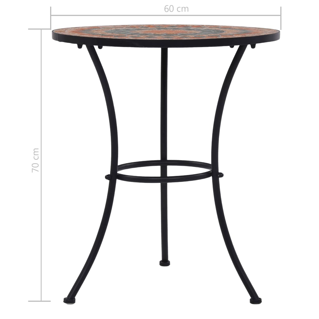 narancssárga és szürke kerámia mozaikos bisztróasztal 60 cm