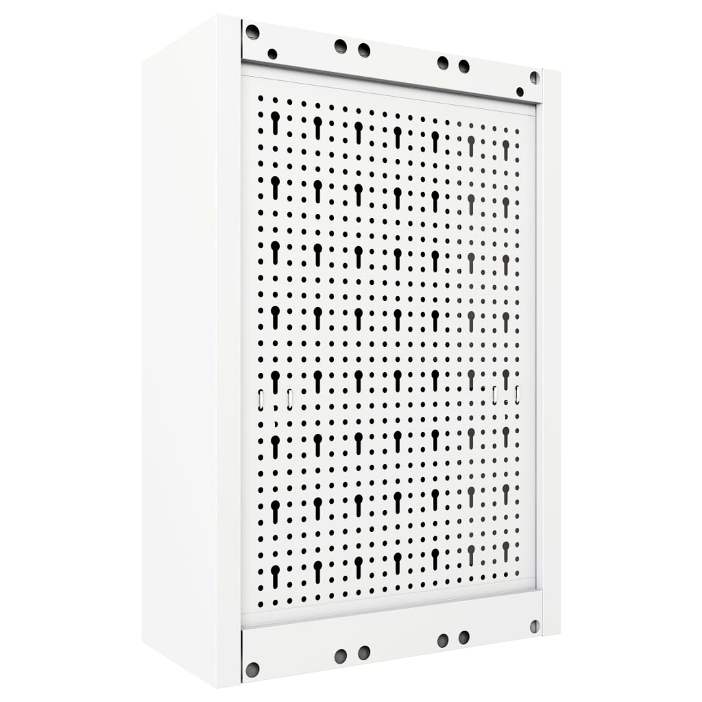 szürke és fekete ipari stílusú fém fali szerszámos szekrény