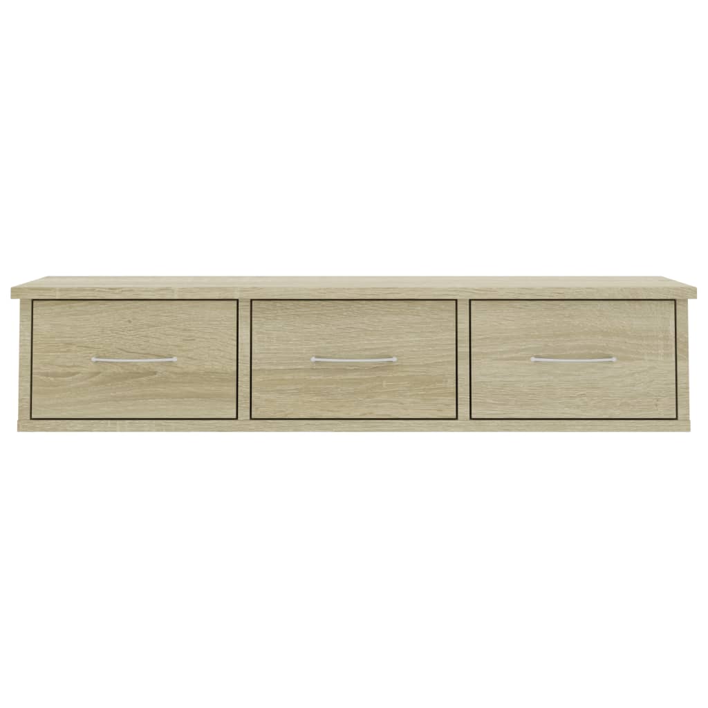 sonoma falra szerelhető szerelt fa fiókos polc 88x26x18,5 cm