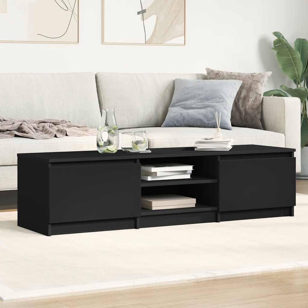 fekete szerelt fa TV-szekrény 140 x 40 x 35,5 cm