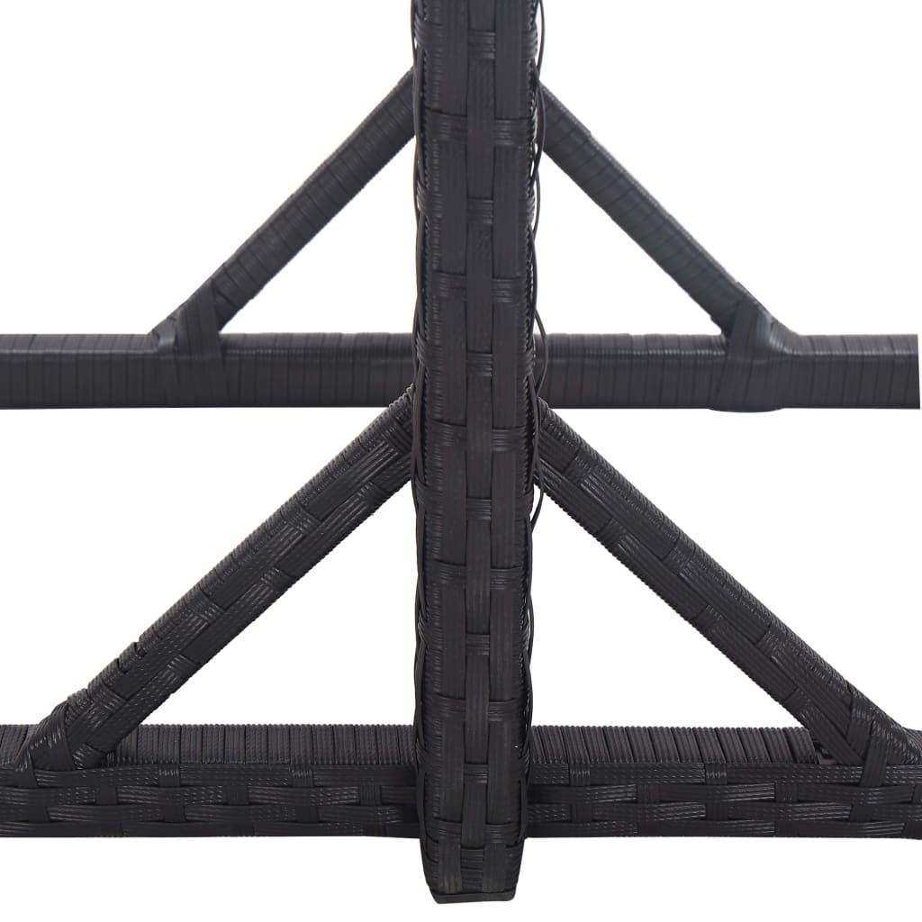 fekete polyrattan és üveglapos kerti asztal 110 x 53 x 72 cm