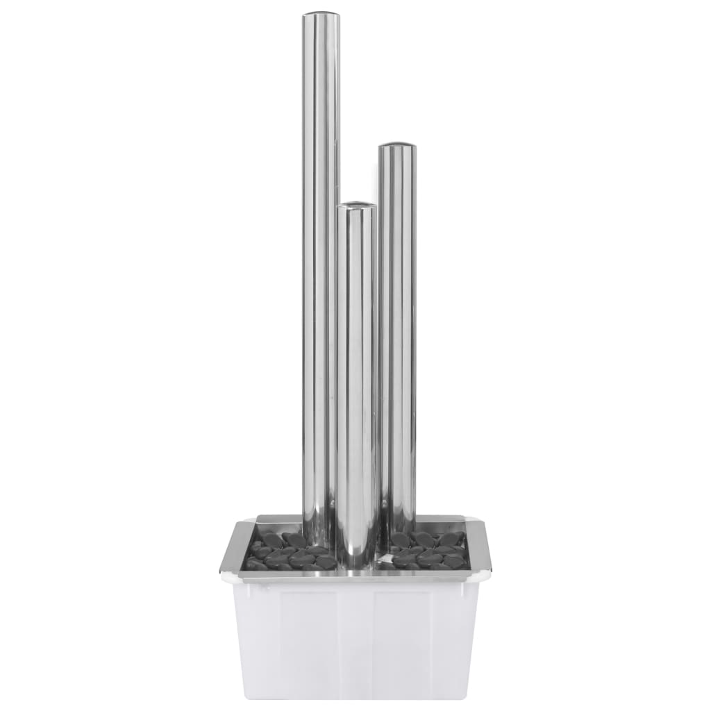 ezüstszínű rozsdamentes acél kerti szökőkút 48 x 34 x 123 cm