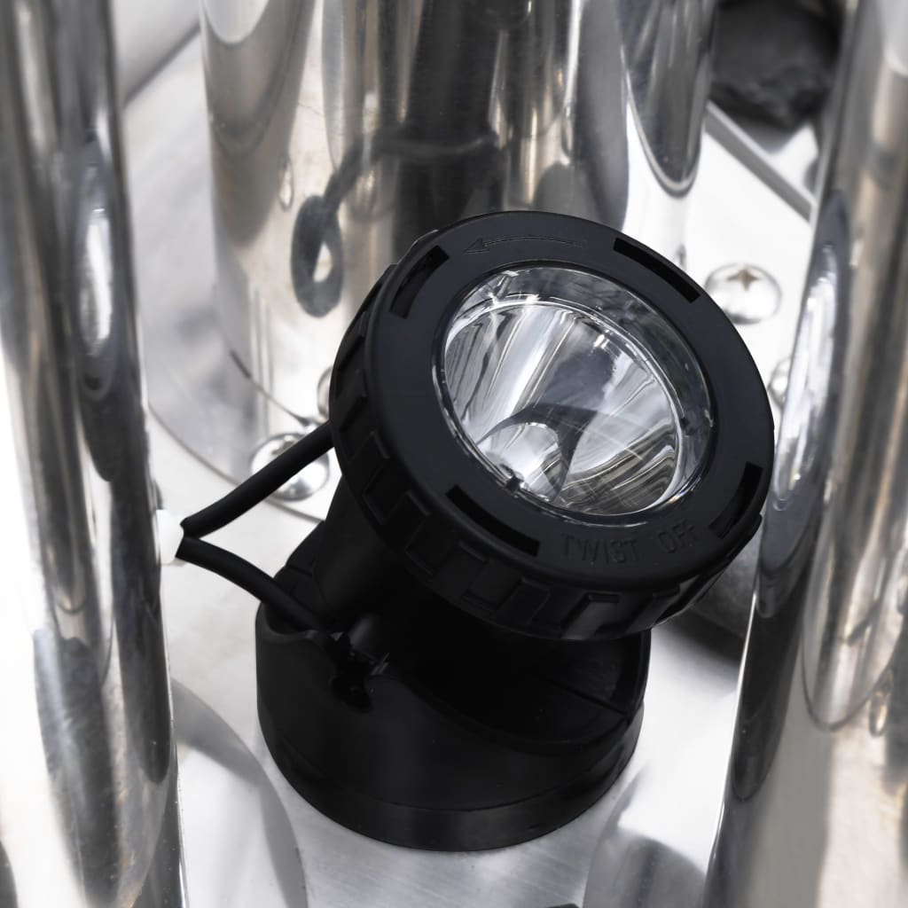 ezüstszínű rozsdamentes acél kerti szökőkút 48 x 34 x 123 cm