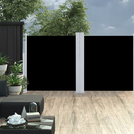fekete behúzható oldalsó napellenző 120 x 600 cm